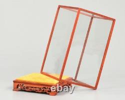 Wood Glass Doll Display Case Artwork Jewelry Statue Figure Dust Protect Cover