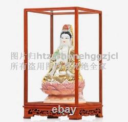 Wood Glass Doll Display Case Artwork Jewelry Statue Figure Dust Protect Cover