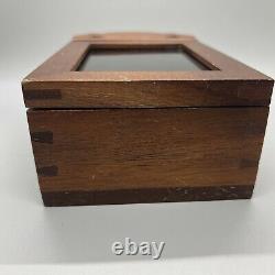 Wood Glass Pocket Watch Holder Display Stand Case Box Wall Hang 4w2.5d7.5t