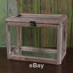 Wood Glass Tabletop Display Case Box