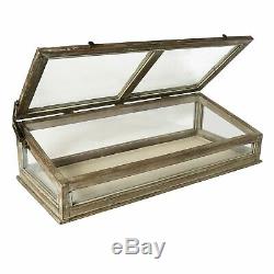 Wood Glass Tabletop Display Case Box Vintage Antique Style Decor