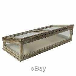 Wood Glass Tabletop Display Case Box Vintage Antique Style Decor