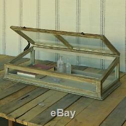 Wood Glass Tabletop Display Case Rustic