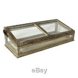 Wood Glass Tabletop Display Case Rustic