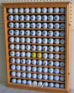 Wood Golf Ball Cabinet Display Case with Glass Door Protection, Hold 110 Balls