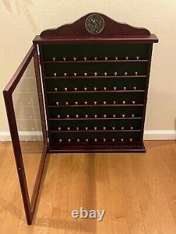 Wood Golf Ball Display Case / Cabinet, Holds 63 Golf Balls On Tees