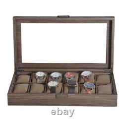Wood Grain Watch Box with Retro Hidden Button Jewelry Display Watch Storage Box