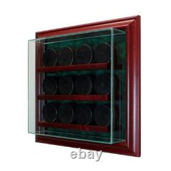Wood Hockey Puck Cabinet Display Case with UV Protected Glass up to 12 Pucks