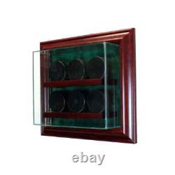 Wood Hockey Puck Cabinet Display Case with UV Protected Glass up to 6 Pucks