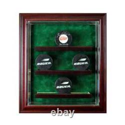 Wood Hockey Puck Cabinet Display Case with UV Protected Glass up to 9 Pucks