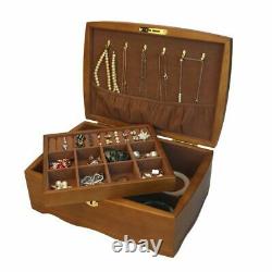 Wood Jewelry Box Storage Organizer Case With Lock Retro Multi Layer Girls Gift
