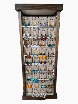 Wood Jewelry Display Card Rack, 144 Cards, Turnable Stand Earring Card Display
