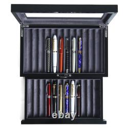 Wood Pen Display case 24 Slot Fountain Pen Box Storage Organizer with Drawer