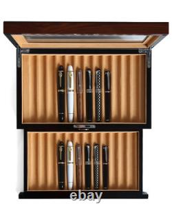 Wood Pen Display case 24 Slot Fountain Pen Box Storage Organizer with Drawer