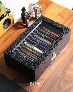 Wood Pen Display case 24 Slot Fountain Pen Box Storage Organizer with Drawer