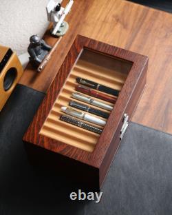 Wood Pen Display case 24 Slot Fountain Pen Box Storage Organizer with Drawer