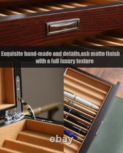 Wood Pen Display case 24 Slot Fountain Pen Box Storage Organizer with Drawer