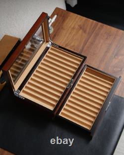 Wood Pen Display case 24 Slot Fountain Pen Box Storage Organizer with Drawer