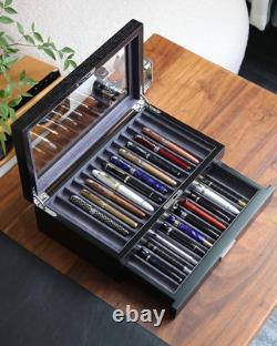 Wood Pen Display case 24 Slot Fountain Pen Box Storage Organizer with Drawer