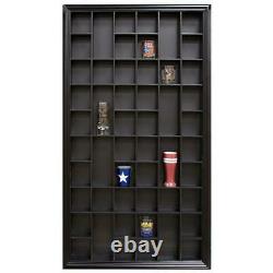 Wood Shot Glass Case Wall Decorative Shelf Display Storage Cabinet Indoor Black