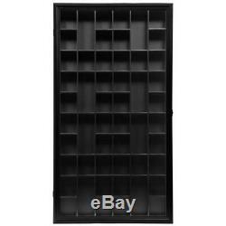 Wood Shot Glass Case Wall Decorative Shelf Display Storage Cabinet Indoor Black