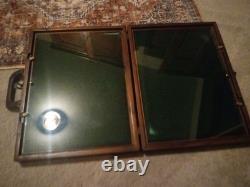 Wood Tabletop Trade Show Portable Double Glass Display Case 17 X 2 3/4 X 13