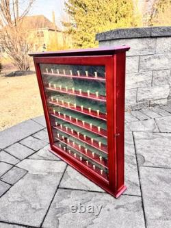 Wood Wall Mount GOLF BALL DISPLAY CASE CABINET Holds 63 Golf Balls withTees