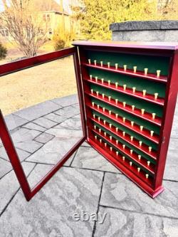 Wood Wall Mount GOLF BALL DISPLAY CASE CABINET Holds 63 Golf Balls withTees