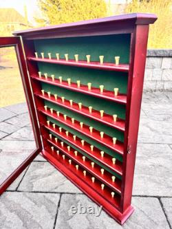Wood Wall Mount GOLF BALL DISPLAY CASE CABINET Holds 63 Golf Balls withTees