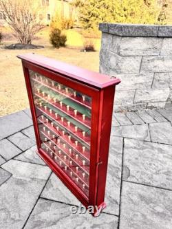 Wood Wall Mount GOLF BALL DISPLAY CASE CABINET Holds 63 Golf Balls withTees