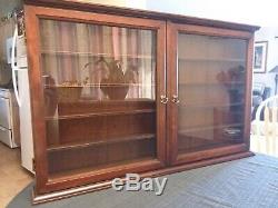 Wood and Glass Display Case 34 1/2 x 21 1/4 x 5 3/4 Shelved