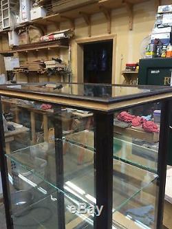 Wood and Glass Model Case/Curio/- Peruvian Walnut w Oak Inlays