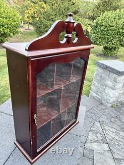 Wood and Glass Wall Display Case Curio Cabinet Mirrored Back H24xW15xD6