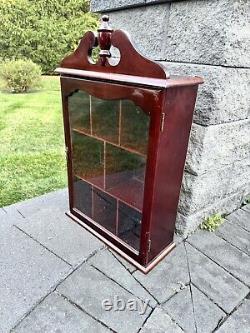 Wood and Glass Wall Display Case Curio Cabinet Mirrored Back H24xW15xD6