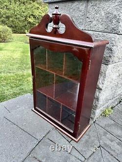 Wood and Glass Wall Display Case Curio Cabinet Mirrored Back H24xW15xD6