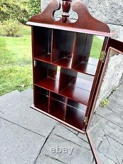 Wood and Glass Wall Display Case Curio Cabinet Mirrored Back H24xW15xD6