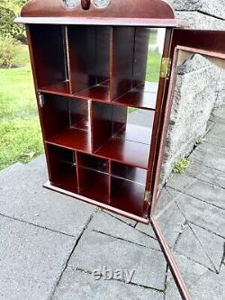 Wood and Glass Wall Display Case Curio Cabinet Mirrored Back H24xW15xD6