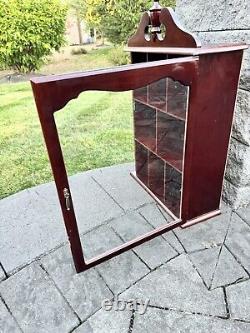 Wood and Glass Wall Display Case Curio Cabinet Mirrored Back H24xW15xD6