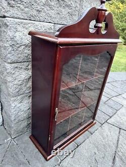 Wood and Glass Wall Display Case Curio Cabinet Mirrored Back H24xW15xD6