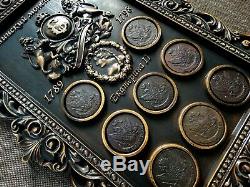 Wood case display Picture 5 KOPECKS 1789-1798 AM CATHERINE II coins hand made