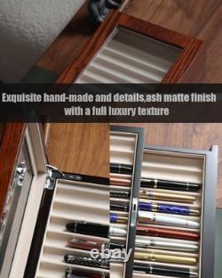 Wood pen display case 24 slot Fountain pen Box storage Organizer with drawer