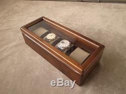 Wooden Alder Watch Case Box Display Collection 4 Slot Storage Made in Japan F/S