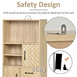 Wooden Bookcase With Door Cabinets, Drawer, Open Compartments, Study Display Shelf