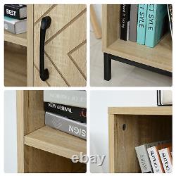 Wooden Bookcase With Door Cabinets, Drawer, Open Compartments, Study Display Shelf