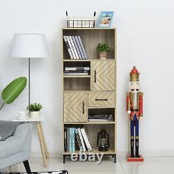 Wooden Bookcase With Door Cabinets, Drawer, Open Compartments, Study Display Shelf