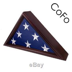 Wooden Flag Display Case Box Frame for Memorial/ Military Service Veteran Flag