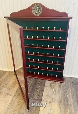 Wooden Golf Ball Display Case/ Cabinet, Holds 63 Golf Balls On Tees