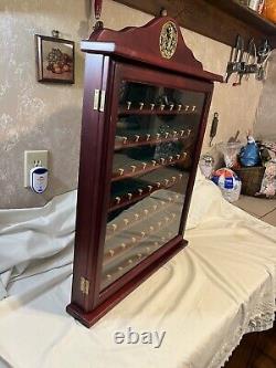 Wooden Golf Ball Display Case Cabinet WithPlastic glass door Holds 63 Golf Balls