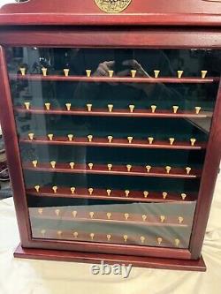 Wooden Golf Ball Display Case Cabinet WithPlastic glass door Holds 63 Golf Balls