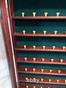 Wooden Golf Ball Display Case Cabinet WithPlastic glass door Holds 63 Golf Balls